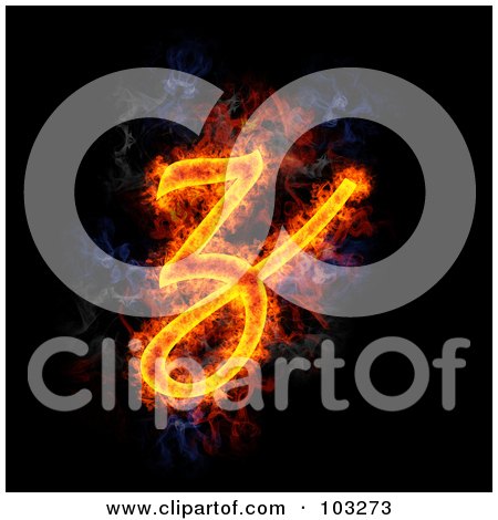 Royalty-Free (RF) Clipart Illustration of a Blazing Lowercase Z Symbol by Michael Schmeling