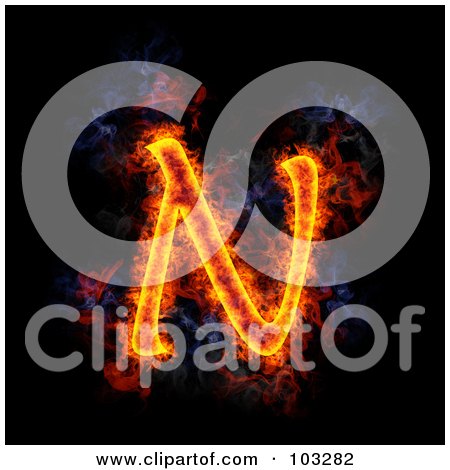 Royalty-Free (RF) Clipart Illustration of a Blazing Capital N Symbol by Michael Schmeling