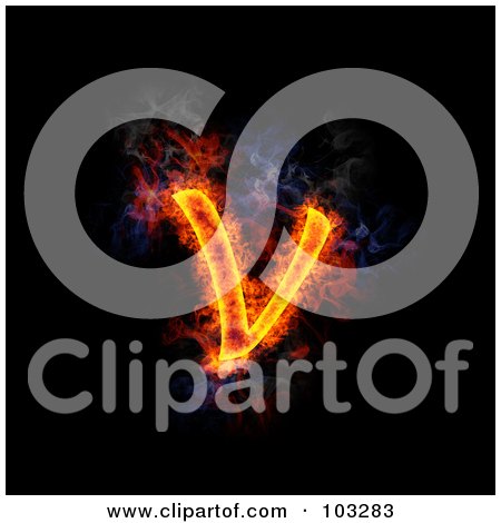 Royalty-Free (RF) Clipart Illustration of a Blazing Lowercase V Symbol by Michael Schmeling