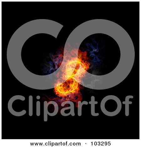Royalty-Free (RF) Clipart Illustration of a Blazing 3 Symbol by Michael Schmeling
