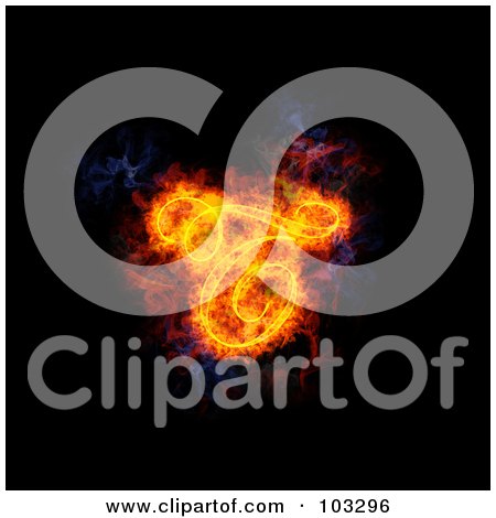 Royalty-Free (RF) Clipart Illustration of a Blazing Capital Italic T Symbol by Michael Schmeling