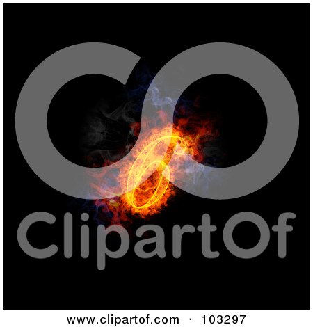 Royalty-Free (RF) Clipart Illustration of a Blazing 6 Symbol by Michael Schmeling