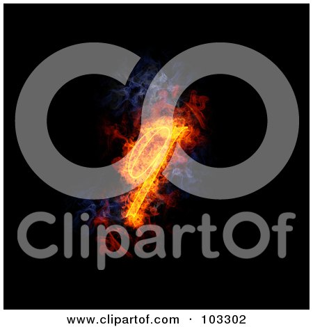 Royalty-Free (RF) Clipart Illustration of a Blazing Lowercase Italic Q Symbol by Michael Schmeling