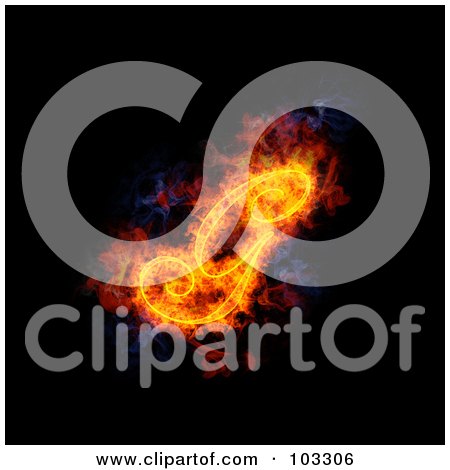 Royalty-Free (RF) Clipart Illustration of a Blazing Capital Italic G Symbol by Michael Schmeling