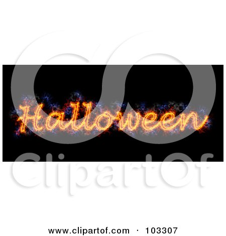 Royalty-Free (RF) Clipart Illustration of a Blazing Halloween Greeting by Michael Schmeling