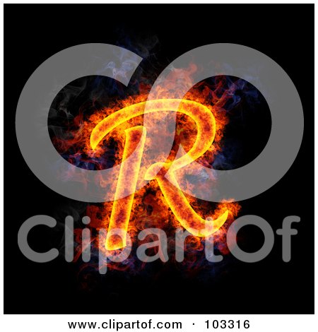 Royalty-Free (RF) Clipart Illustration of a Blazing Capital R Symbol by Michael Schmeling