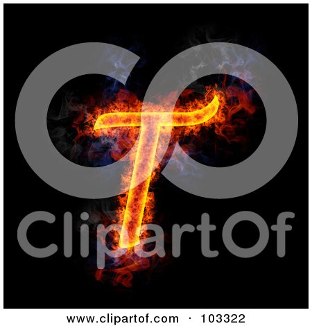 Royalty-Free (RF) Clipart Illustration of a Blazing Capital T Symbol by Michael Schmeling