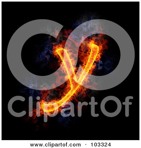 Royalty-Free (RF) Clipart Illustration of a Blazing Lowercase Y Symbol by Michael Schmeling