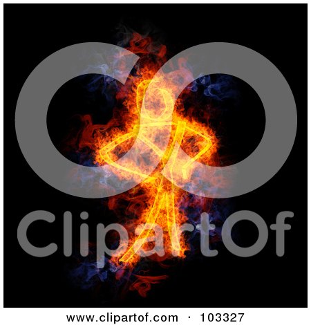 Royalty-Free (RF) Clipart Illustration of a Blazing Stick Man Symbol by Michael Schmeling