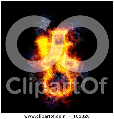 Royalty-Free (RF) Clipart Illustration of a Blazing Snowman Symbol by Michael Schmeling