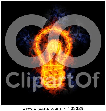 Royalty-Free (RF) Clipart Illustration of a Blazing Light Bulb Symbol by Michael Schmeling