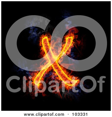 Royalty-Free (RF) Clipart Illustration of a Blazing Capital X Symbol by Michael Schmeling
