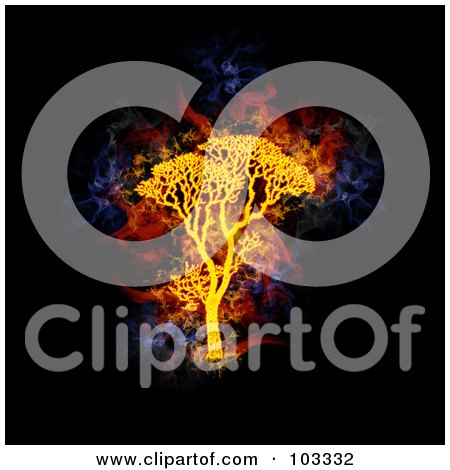 Royalty-Free (RF) Clipart Illustration of a Blazing Tree Symbol - 2 by Michael Schmeling