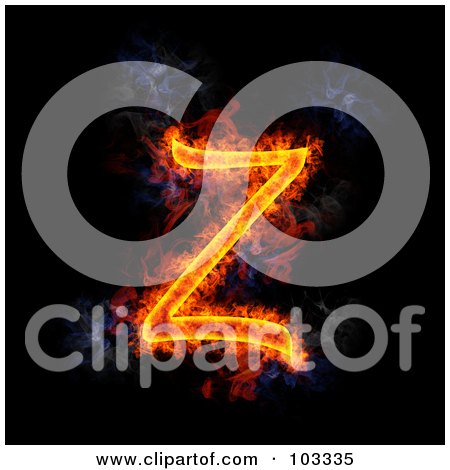 Royalty-Free (RF) Clipart Illustration of a Blazing Capital Z Symbol by Michael Schmeling