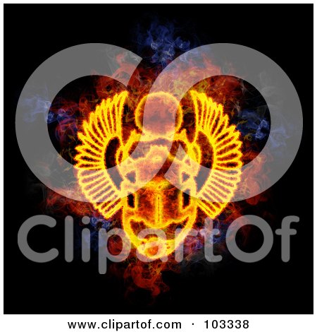 Royalty-Free (RF) Clipart Illustration of a Blazing Scarab Symbol by Michael Schmeling