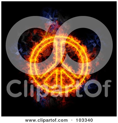 Royalty-Free (RF) Clipart Illustration of a Blazing Peace Symbol by Michael Schmeling