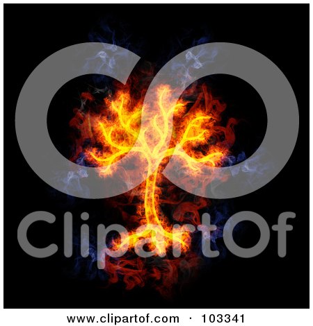 Royalty-Free (RF) Clipart Illustration of a Blazing Tree Symbol by Michael Schmeling