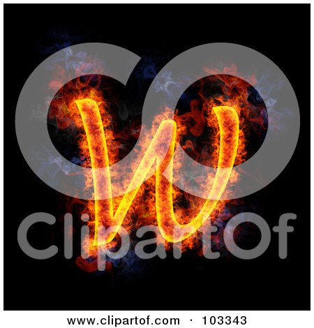 Royalty-Free (RF) Clipart Illustration of a Blazing Capital W Symbol by Michael Schmeling