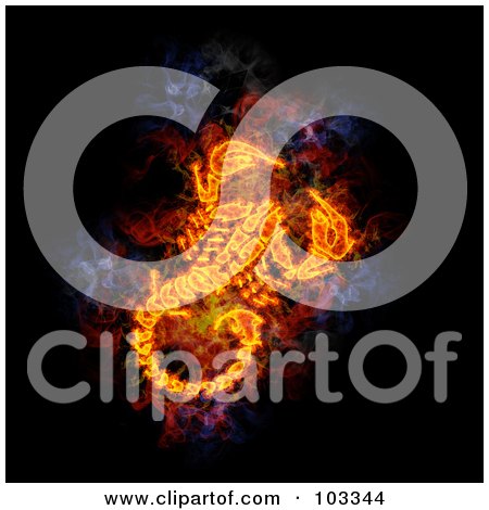 Royalty-Free (RF) Clipart Illustration of a Blazing Scorpion Symbol by Michael Schmeling