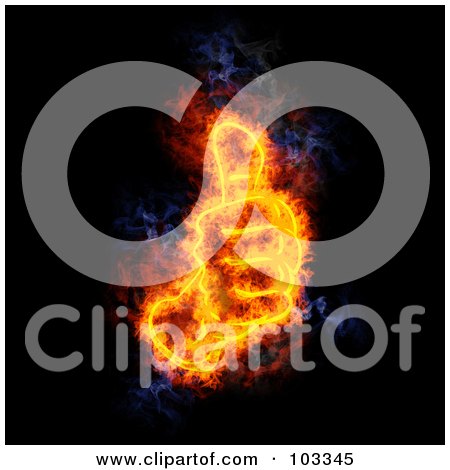 Royalty-Free (RF) Clipart Illustration of a Blazing Thumbs Up Symbol by Michael Schmeling