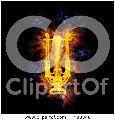 Royalty-Free (RF) Clipart Illustration of a Blazing Lyre Symbol by Michael Schmeling