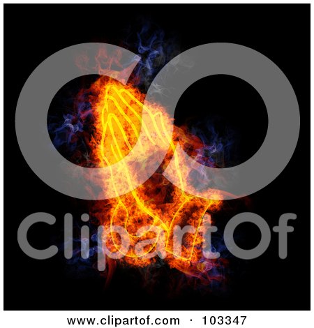 Royalty-Free (RF) Clipart Illustration of a Blazing Praying Hands Symbol by Michael Schmeling