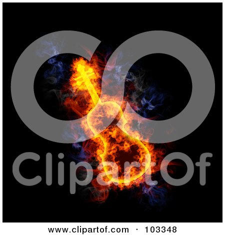 Royalty-Free (RF) Clipart Illustration of a Blazing Violin Symbol by Michael Schmeling