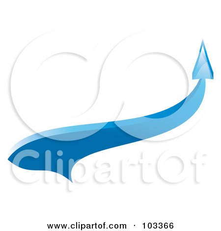 Royalty-Free (RF) Clipart Illustration of a 3d Blue Arrow Shooting Upwards by MilsiArt