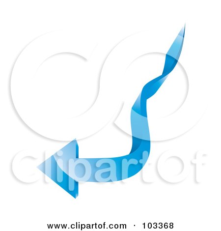 Royalty-Free (RF) Clipart Illustration of a 3d Blue Arrow Shooting Left by MilsiArt