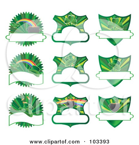 Royalty-Free (RF) Clipart Illustration of a Digital Collage Of St Patricks Day Labels by MilsiArt