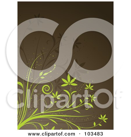 Royalty-Free (RF) Clipart Illustration of Green And Brown Vines On A Brown Background by KJ Pargeter