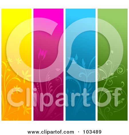 Royalty-Free (RF) Clipart Illustration of a Digital Collage Of Four Colorful Vertical Website Banners by KJ Pargeter