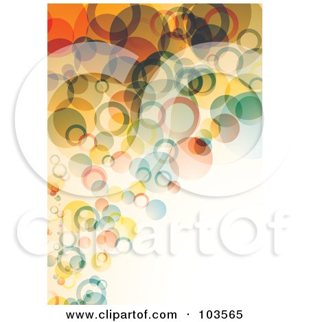 Royalty-Free (RF) Clipart Illustration of a Background Of Colorful Floating Bubbles Over Off White by michaeltravers