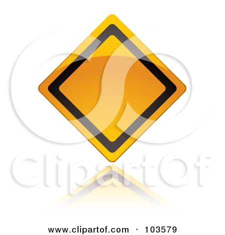 Royalty-Free (RF) Clipart Illustration of a Shiny Black And Yellow Blank Warning Sign by michaeltravers