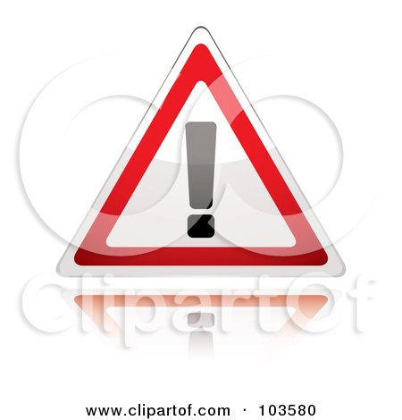 Royalty-Free (RF) Clipart Illustration of a Shiny White And Red Exclamation Sign by michaeltravers