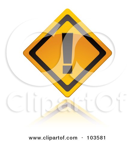 Royalty-Free (RF) Clipart Illustration of a Shiny Yellow Exclamation Sign by michaeltravers