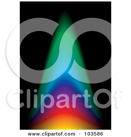 Royalty-Free (RF) Clipart Illustration of a Colorful Rainwbow Flame Over Black by michaeltravers