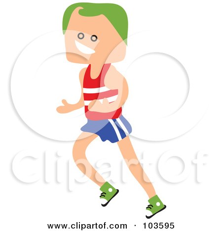 Royalty-Free (RF) Clipart Illustration of a Square Head Boy Running by Prawny