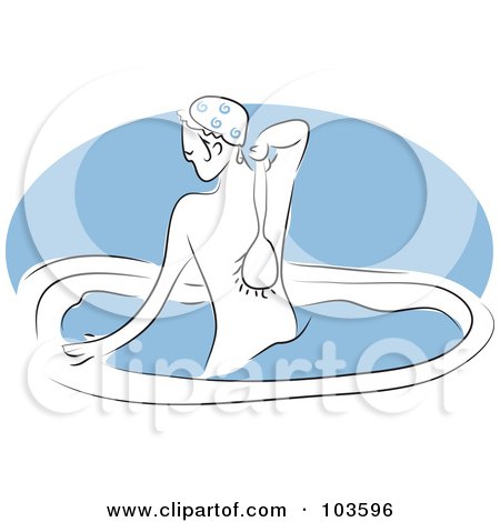 Royalty-Free (RF) Clipart Illustration of a Bathing Woman Using A Back Scrubber by Prawny