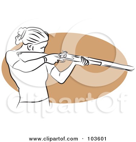Royalty-Free (RF) Clipart Illustration of a Woman Shooting a Rifle by Prawny
