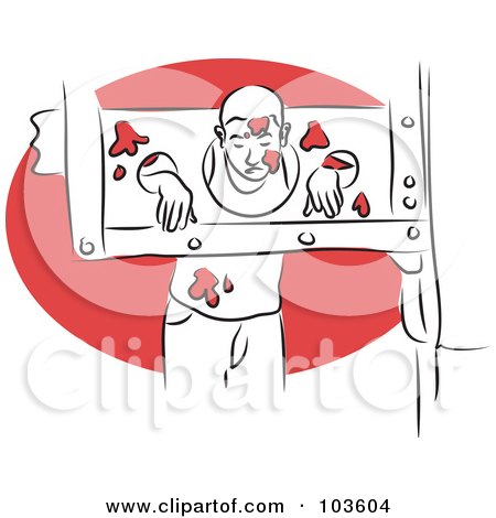 Royalty-Free (RF) Clipart Illustration of a Man in Stocks by Prawny