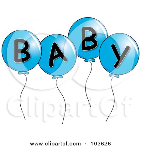 Royalty-Free (RF) Clipart Illustration of Four Blue Party Balloons Spelling Baby by Pams Clipart
