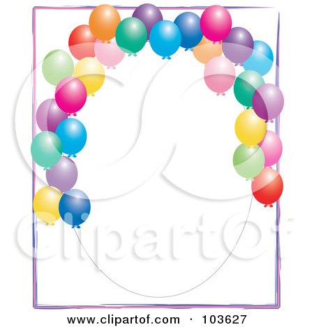 Royalty-Free (RF) Clipart Illustration of an Oval Frame With Colorful Balloons On White by Pams Clipart
