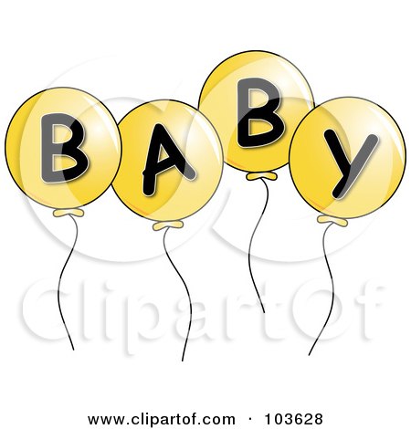 Royalty-Free (RF) Clipart Illustration of Four Yellow Party Balloons Spelling Baby by Pams Clipart