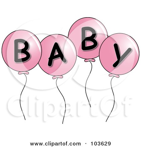 Royalty-Free (RF) Clipart Illustration of Four Pink Party Balloons Spelling Baby by Pams Clipart