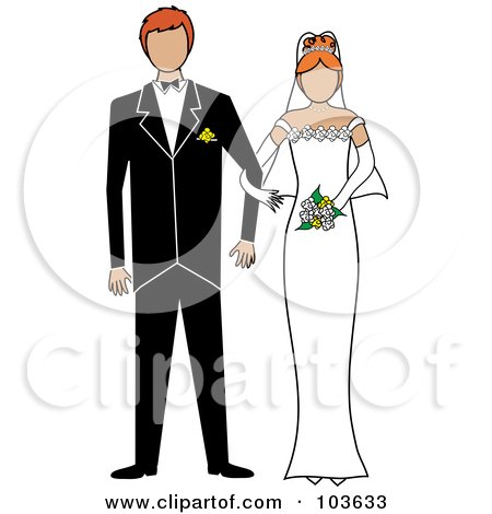 Royalty-Free (RF) Clipart Illustration of an Irish Bride And Groom Standing Arm In Arm by Pams Clipart