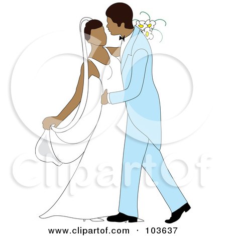 Royalty-Free (RF) Clipart Illustration of a Hispanic Newlywed Couple Dancing At Their Wedding by Pams Clipart