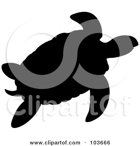 Royalty-Free (RF) Clipart Illustration of a Silhouetted Sea Turtle Swimming by Pams Clipart