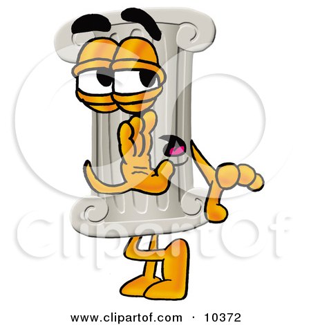 Clipart Picture of a Pillar Mascot Cartoon Character Whispering and Gossiping by Mascot Junction