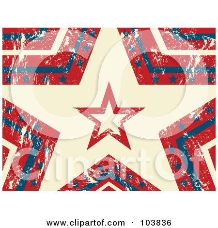 Royalty-Free (RF) Clipart Illustration of a Grungy American Star Pattern Background by yayayoyo